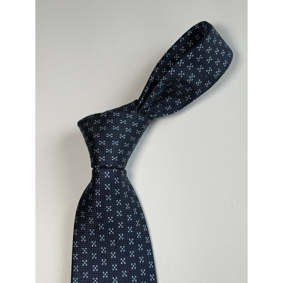 CHARLES TYRWHITT Men's 100% Silk Necktie Designer Blue with Light Blue Dots EUC - Picture 2 of 6
